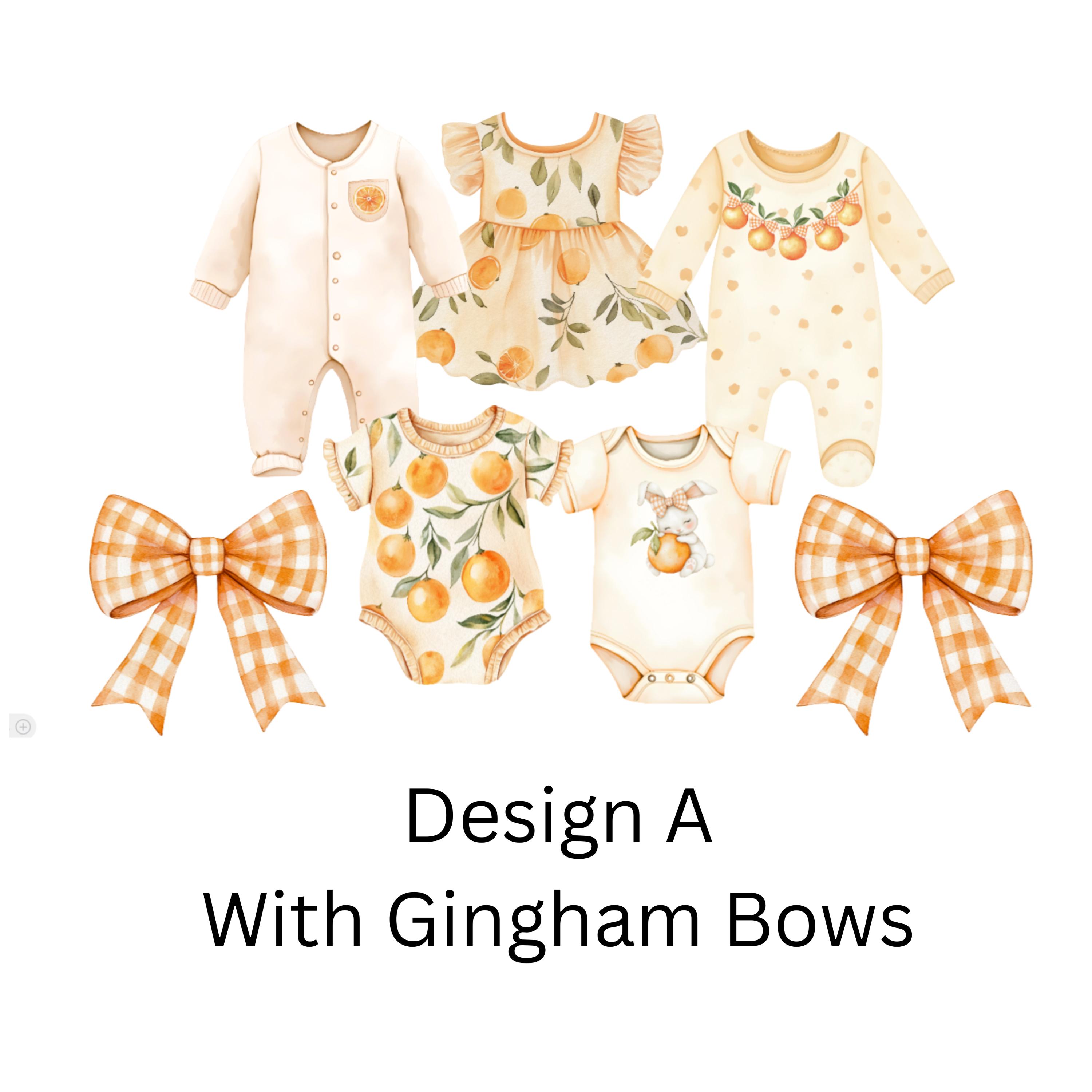 Citrus Baby Shower Bunting: Orange Gingham Clothesline Garland