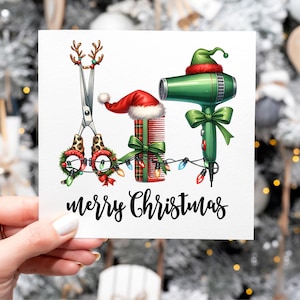 christmas gift for hair dresser PRINTABLE Hair Stylist Christmas Card Thank You - Barber Gift Card Holder - Hairdresser Salon Beauty Service Happy Holidays Merry Christmas