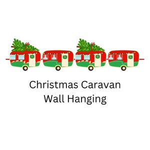 Weihnachten Wohnwagen Wimpelkette, Vintage Caravan Style Dekoration, Retro Style Caravan Girlande, 4 individuelle Kartenwagen an rotem Band befestigt
