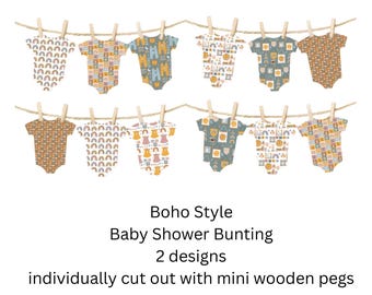 Boho Baby Shower Bunting: Neutral Vest Garland Decoration