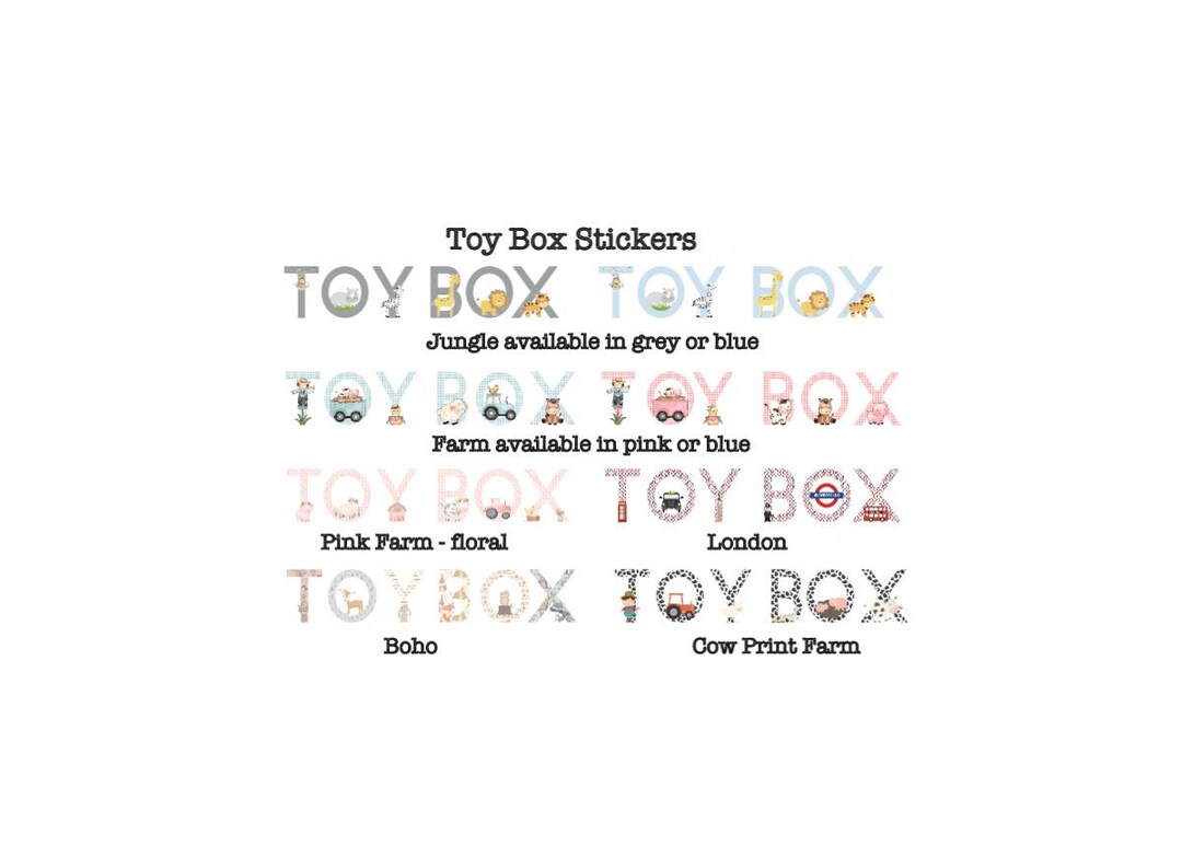 Toy Box Stickers Toy Box Letters Jungle Toy Box Farm Toy Etsy