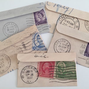 Vintage Theme Envelopes, Vintage Envelopes With Stamp Images, handmade envelopes, 5 Vintage Italian Themed Envelopes, Vintage Print Style,