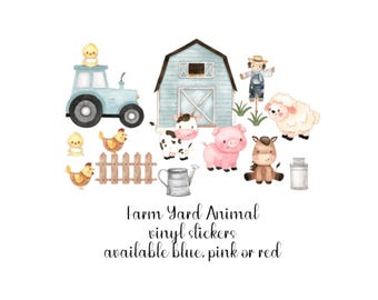Farm Animal Nursery Wall Stickers | Tractor, Barn, Cow (Matte or Gloss)