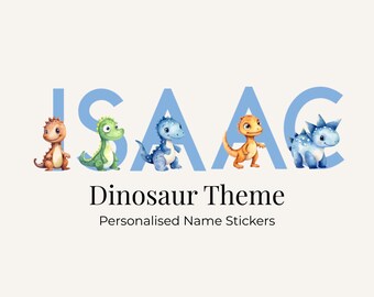 Personalised Dinosaur Name Sticker – Baby Boy Nursery Wall Decal, Custom Vinyl Kids Room Decor