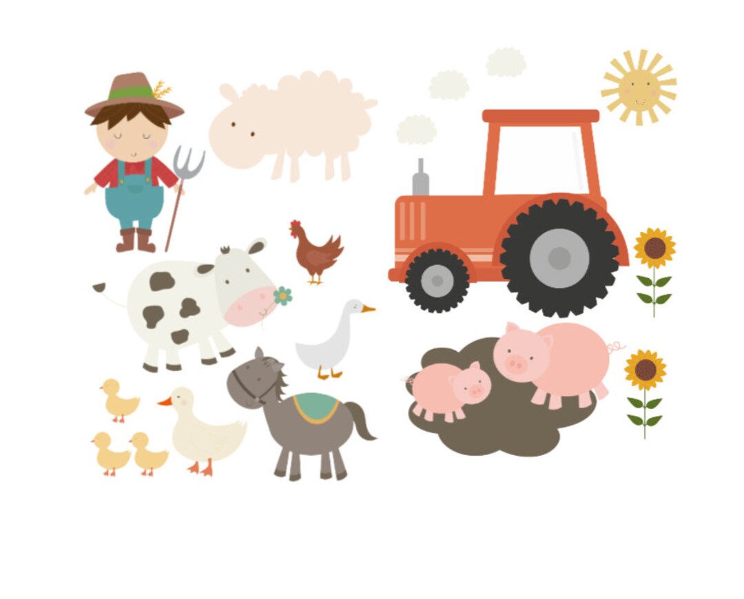Farm Animal Stickers Farm Animals Vinyl Decal Stickers Wall Etsy
