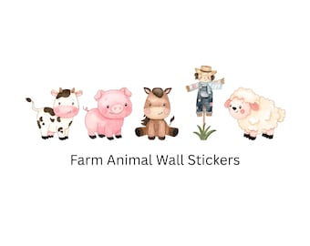 Farm Animal Vinyl Wall Stickers Pink Nursery Decals Cow Pig Sheep Horse