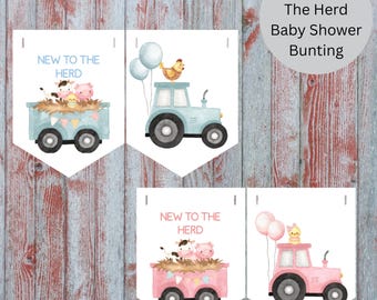 Farm Animal Baby Shower Garland, New To The Herd Bunting