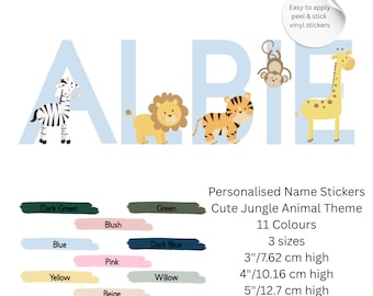 Adesivos personalizados com nomes de animais da selva: decoração de berçário Safari (7,62 cm de altura)