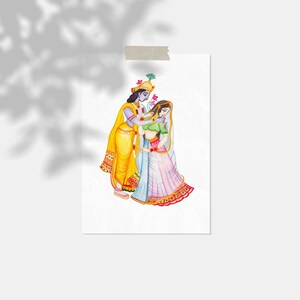 Diwali Watercolour Radha Krishna illustration| Wedding, new home or nursery wall art gift ideas, Indian Hindu god Radha Krishna wall print