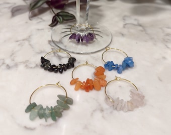 Gemstone Wine Charms - Modern Boho Set of 6