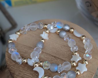 CELESTIAL |  moon, stars, beaded bracelet, moonstone, ethereal, zodiac
