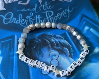 wizard spell beaded bracelet | gemstone bracelet, wizarding, magic, silver, star, druzy