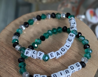EAGLES FLY | philadelphia eagles, philly, super bowl, stacking bracelet, beaded bracelets, go birds
