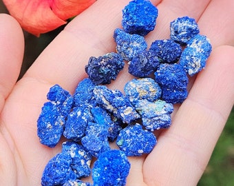 Azurite Blueberry Crystal Specimen, Blue Azurite Stone Nodule