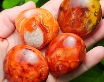 Carnelian Palm Stone / Carnelian Polished / Tumbled Carnelian / AA Madagascar Carnelian / Carnelian Stone / Carnelian Crystal / Polished