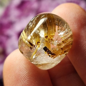 Golden Rutilated Quartz Crystal: Tumbled Clear Quartz Stone