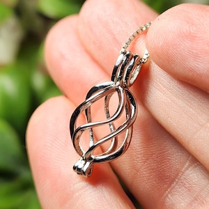 Spiral Cage Pendant: Sterling Silver Gemstone Pearl Charm
