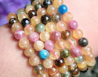 Tourmaline Bracelet - Tourmaline Jewelry - Tourmaline Beads - Tourmaline Beaded Bracelets - Tourmaline Crystal Beads - Tourmaline Gemstone