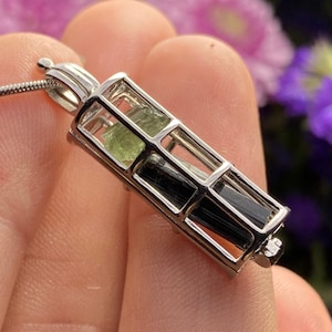 Moldavite / Black Tourmaline / Moldavite Jewelry / Moldavite Necklace / Sterling Silver / Moldavite Pendant / Moldavite Crystal / Tourmaline