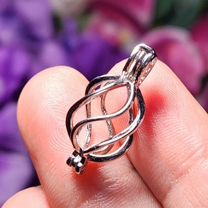 Spiral Gemstone Cage Pendant, Pearl Cage Charm Necklace: Jewelry Making Supplies