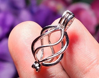 Spiral Gemstone Cage Pendant, Pearl Cage Charm Necklace: Jewelry Making Supplies