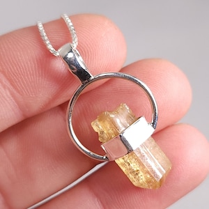 Imperial Topaz Pendant - Topaz Necklace - Topaz Jewelry - Topaz Crystal - Raw Topaz - Topaz Pendant - Natural Topaz - Golden Topaz Pendant