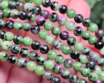 Ruby Zoisite Beaded Bracelet: 4mm Crystal Gemstone Stretch Jewelry