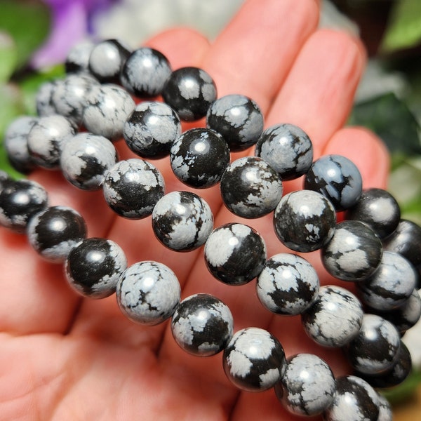 Snowflake Obsidian Bracelet / Obsidian Bracelet / Snowflake Obsidian / Crystal Bracelet / Obsidian Jewelry / Snowflake Obsidian Jewelry