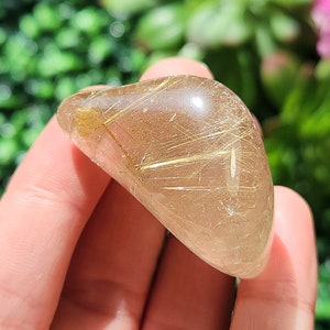 Golden Rutilated Quartz Specimen: Tumbled Gold Rutile in Quartz Crystal