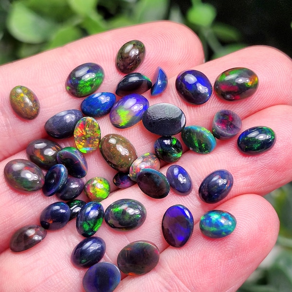 Black Opal Cabochon - Smoked Opal - Ethiopian Opal - Black Opal Stones - Rainbow Opal Gemstone - African Opal - Opal Stone - Polished Opal