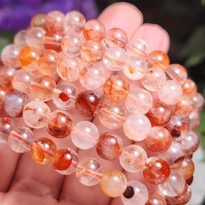 Red Fire Quartz Bracelet: Hematoid Quartz Crystal Jewelry
