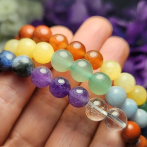 Chakra Stone Bracelet: Polished Crystal Bead Healing Jewelry
