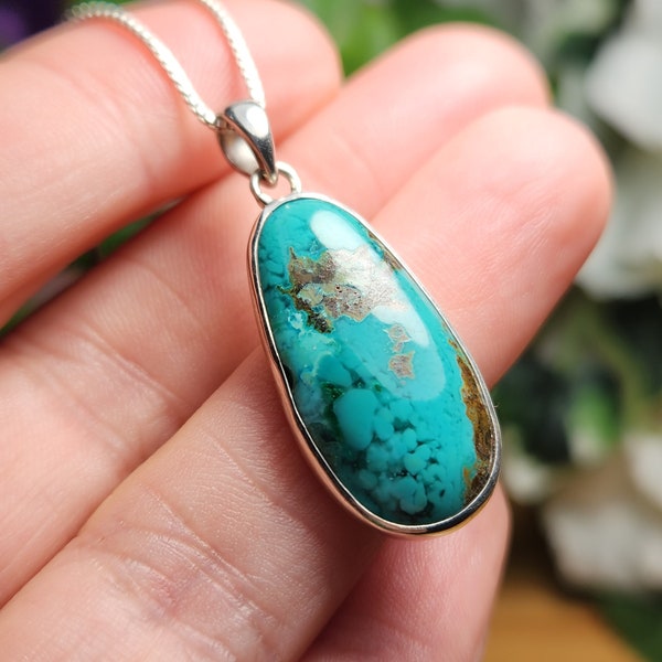 Gem Silica Pendant / RARE Crystal / Chrysocolla / Chalcedony / Gem Silica Necklace / Gem Silica Jewelry / Chrysocolla Jewelry / Gem Silica