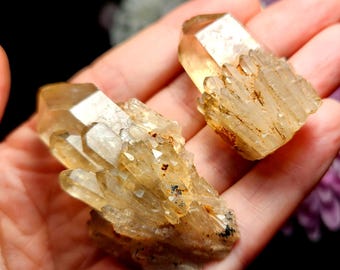 Kundalini Citrine, Natural Congo Quartz Crystal, Multi-terminated Raw Quartz Specimen