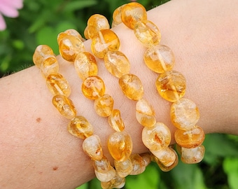 Citrine Bracelet, Citrine Beaded Gemstone Bracelet (8-10mm Beads)