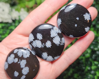 Snowflake Obsidian Palm Stone - Obsidian Crystal - Snowflake Obsidian - Obsidian Palm Stone - Obsidian Stone - Polished Obsidian - Obsidian