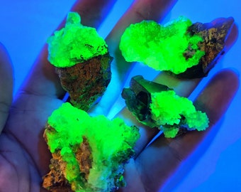 Hyalite Opal and Smoky Quartz - UV Reactive Crystal - Fluorescent Hyalite Opal - Opal Crystal - Hyalite - Hyalite Opal - Erongo - UV Crystal