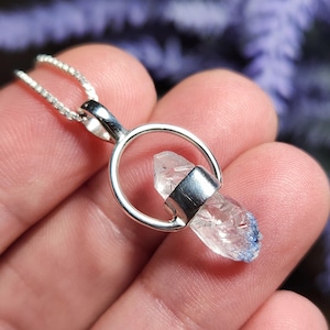 Dumortierite in Quartz Pendant - Fibrous Dumortierite Crystal - Dumortierite Necklace - Dumortierite in Quartz - Dumortierite Jewelry