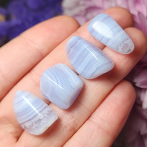 Blue Lace Agate Crystal: Authentic Tumbled Specimen, Tranquility Stone (10-20mm)