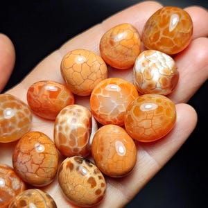 Fire Agate Tumbled Stone, Snakeskin Agate Carnelian