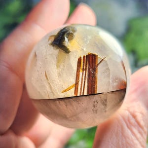 Rutilated Quartz Sphere: Polished Crystal Specimen, 34mm