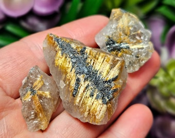研磨ルチルクォーツ - ゴールドルチル - ルチルクォーツカボション