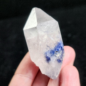 Blue Dumortierite in Quartz Crystal Specimen: Stone of Patience