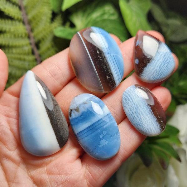 Owyhee Blue Opal & Smoky Quartz / Owyhee Blue Opal / Blue Opal Stone / Blue Opal Cabochon / Blue Opal Crystal / Opal Cabochon / Oregon Opal