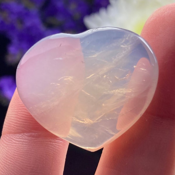 Blue Rose Quartz Heart / Blue Rose Quartz Crystal / Polished Rose Quartz Crystal / Rose Quartz Heart Carving / Blue Rose Quartz Gemstone