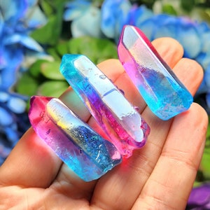 Pink & Blue Aura Quartz - Rainbow Aura Quartz - Aura Quartz Crystals - Aura Quartz - Pink Aura Quartz - Blue Aura Quartz - Unicorn Aura