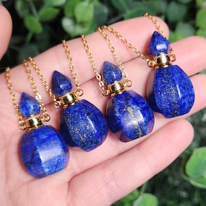 Lapis lazuli-parfumflesketting: hanger etherische olie van edelsteen