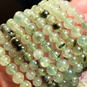 Prehnite Bracelet with Epidote: Polished Crystal Gemstone