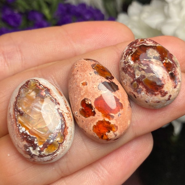 Mexican Fire Opal Crystal / Fire Opal Cabochon / Polished Mexican Fire Opal / Mexican Fire Opal Gemstone / Natural Mexican Fire Opal