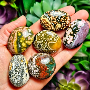 Orbicular Ocean Jasper - Ocean Jasper - Ocean Jasper Palm - Ocean Jasper Crystal - Ocean Jasper Stone - Natural Ocean Jasper - Jasper Palm